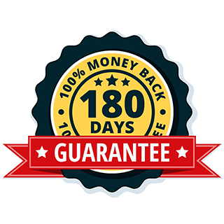 180-day money-back guarantee seal